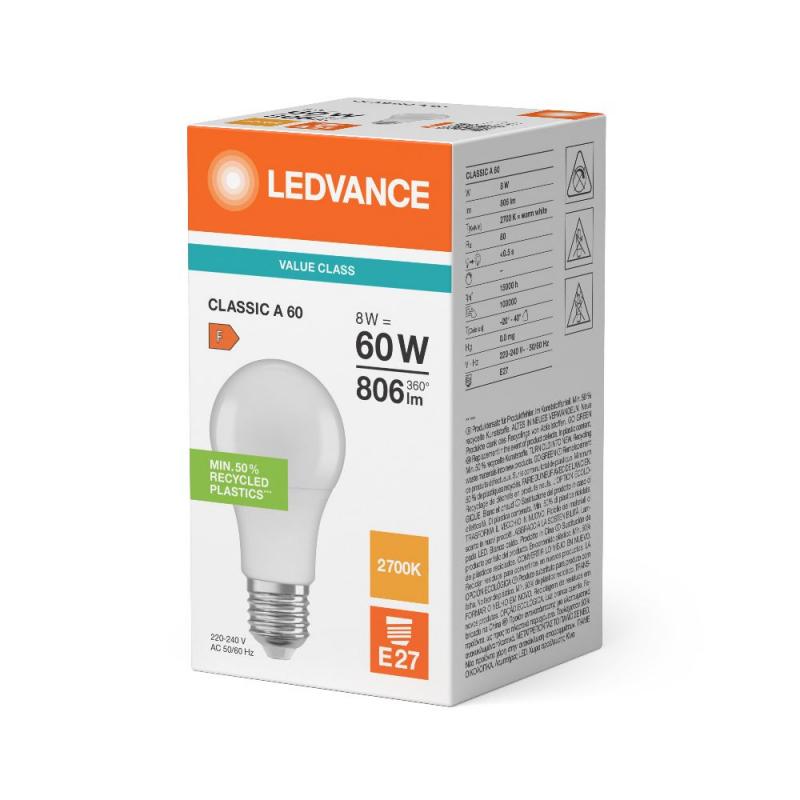 Ledvance E27 LED Lampe Classic matt 8W wie 60W 2700K warmweißes Licht - Performance Class